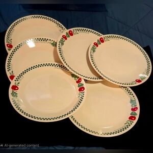Corelle Cream Plates with Red Apple Design